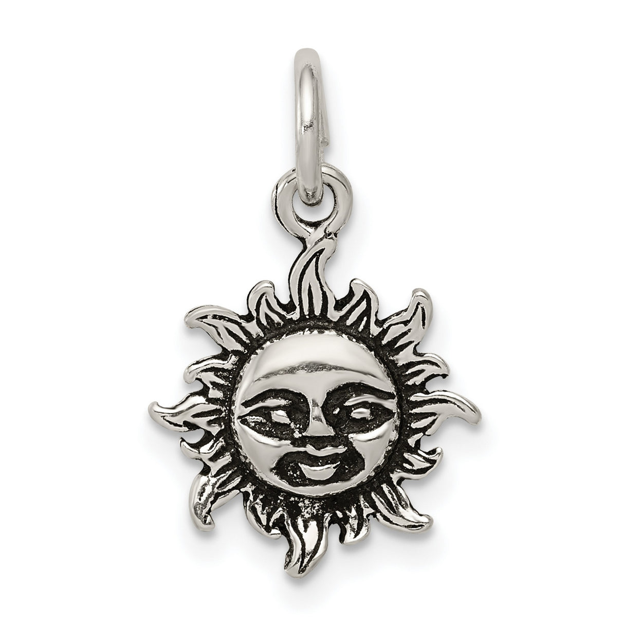 Sterling Silver Sun Face Pendant, Radiant Sunburst Medallion, Celestial Boho Amulet