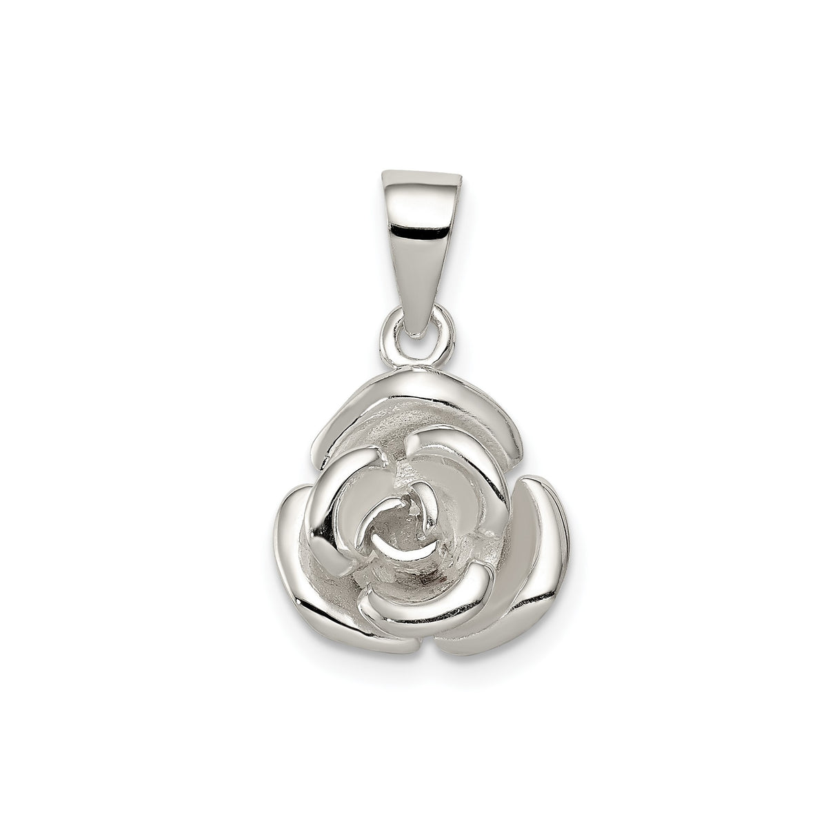 Sterling Silver Rose Flower Pendant with Open Petal Design, Romantic Floral Charm for Women