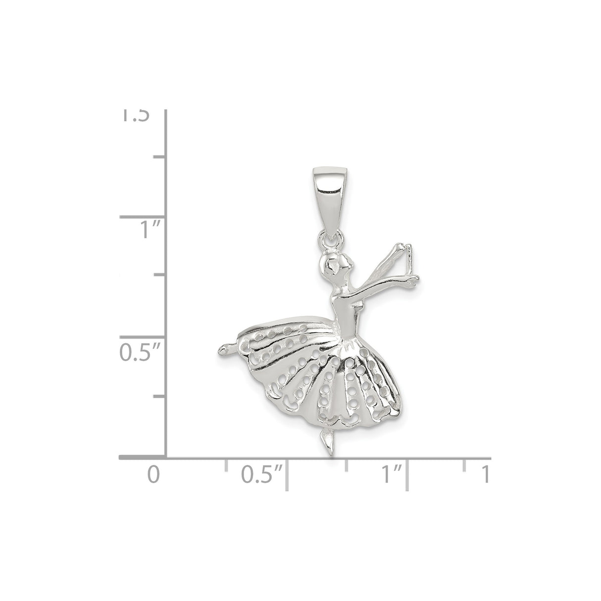 Sterling Silver Ballerina Pendant with Tutu Design, Graceful Dance Theme Jewelry for Women