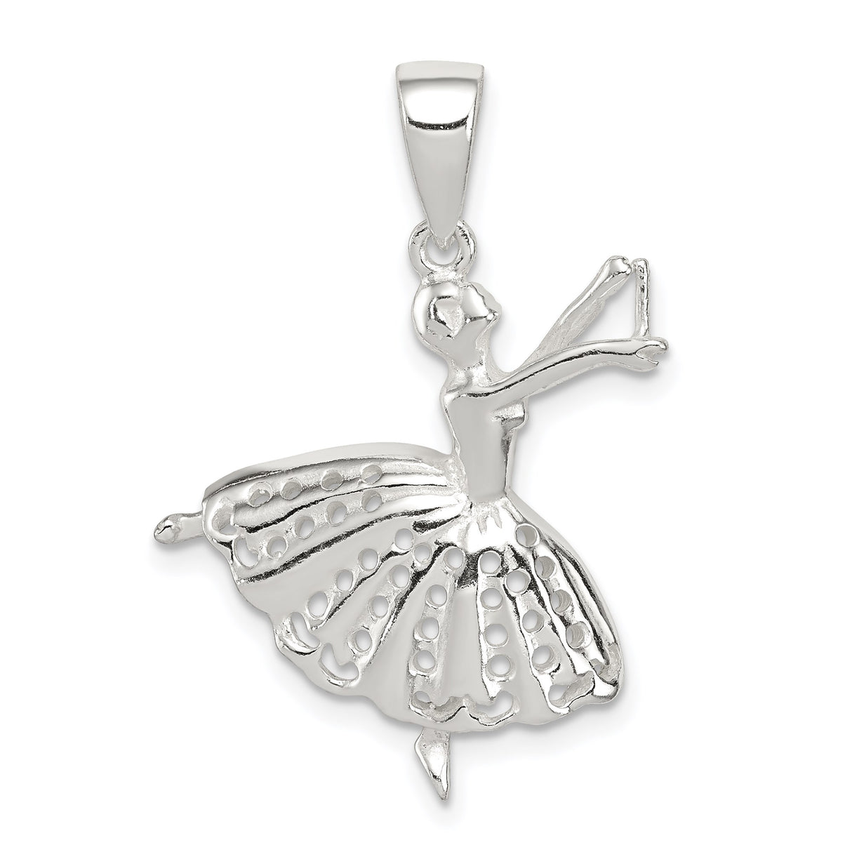 Sterling Silver Ballerina Pendant with Tutu Design, Graceful Dance Theme Jewelry for Women