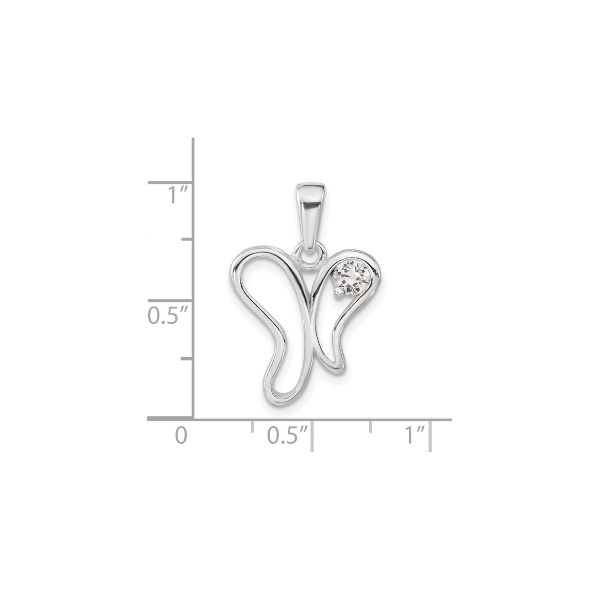 Sterling Silver Butterfly Pendant with Cubic Zirconia, Open Design, Nature-Inspired Jewelry for Women