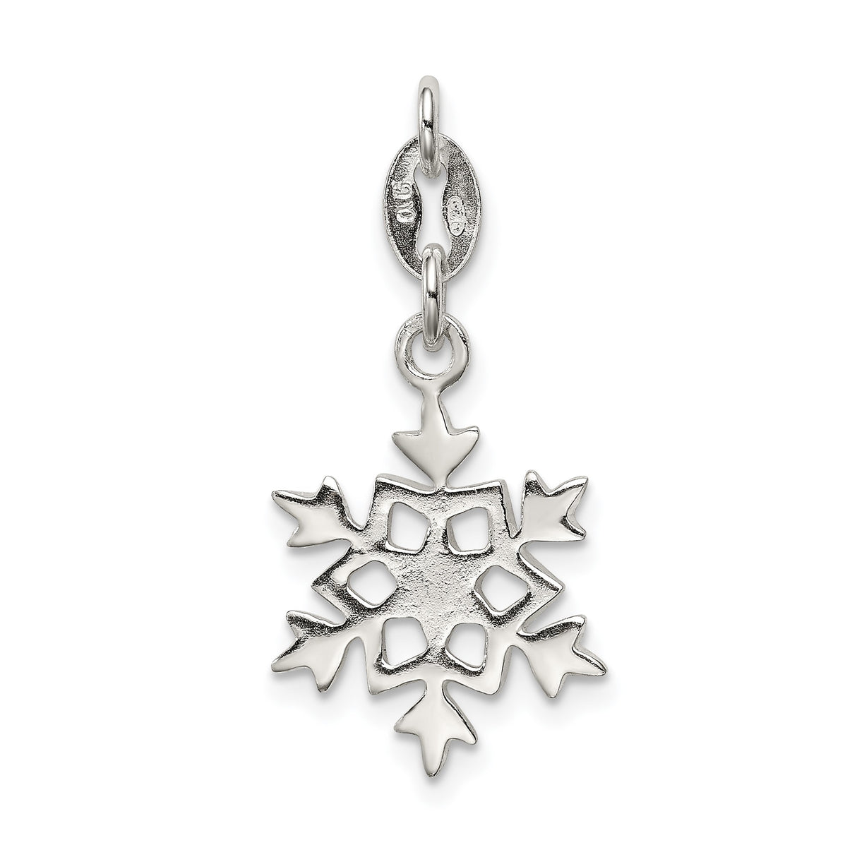 Sterling Silver Snowflake Pendant with Cutout Design, Winter Charm Jewelry for Women