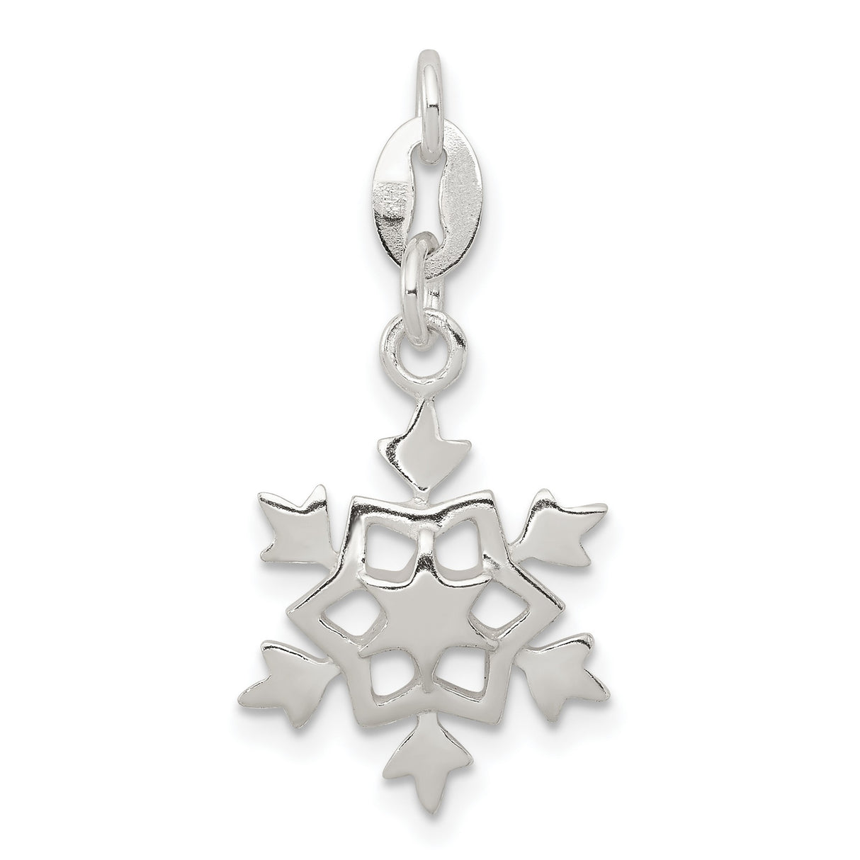 Sterling Silver Snowflake Pendant with Cutout Design, Winter Charm Jewelry for Women