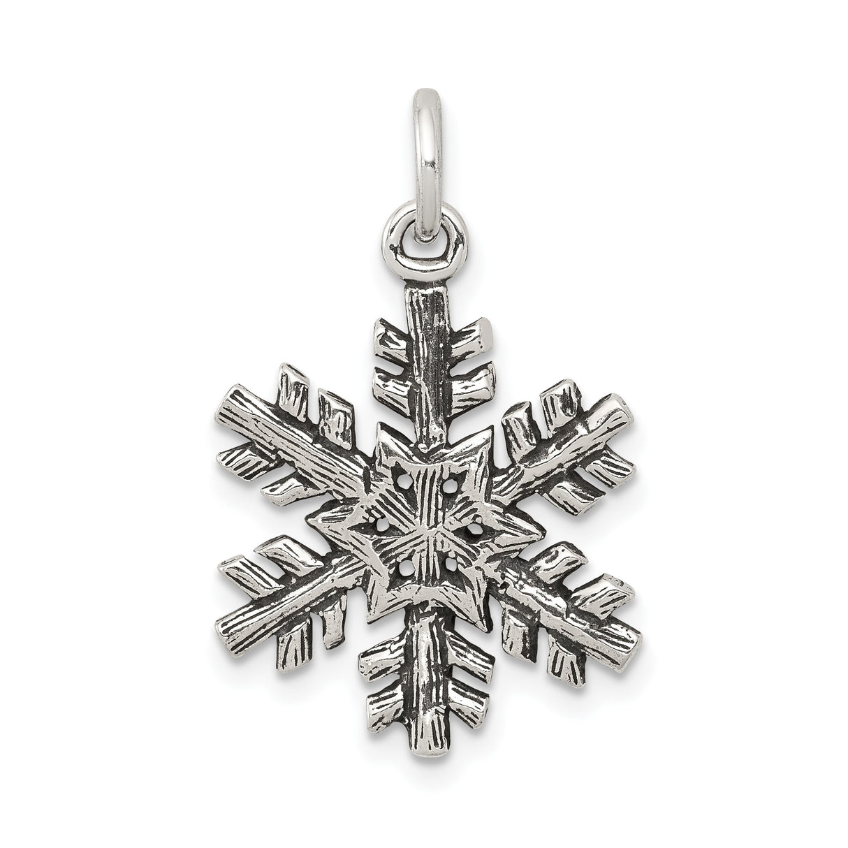 Sterling Silver Snowflake Pendant, Symmetrical Winter Design, Nature-Inspired Holiday Charm