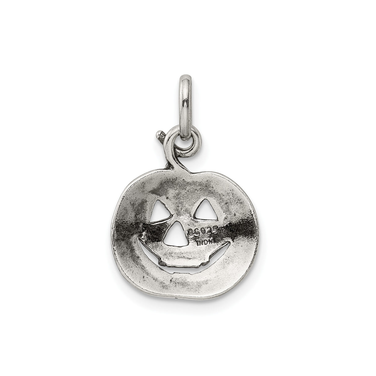 Sterling Silver Halloween Pumpkin Pendant with Cut-Out Jack-o-Lantern Design