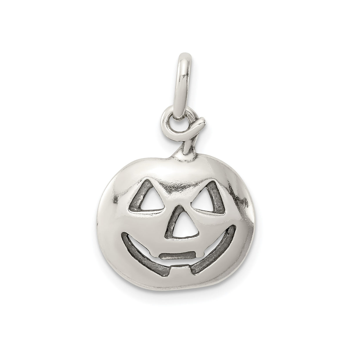 Sterling Silver Halloween Pumpkin Pendant with Cut-Out Jack-o-Lantern Design