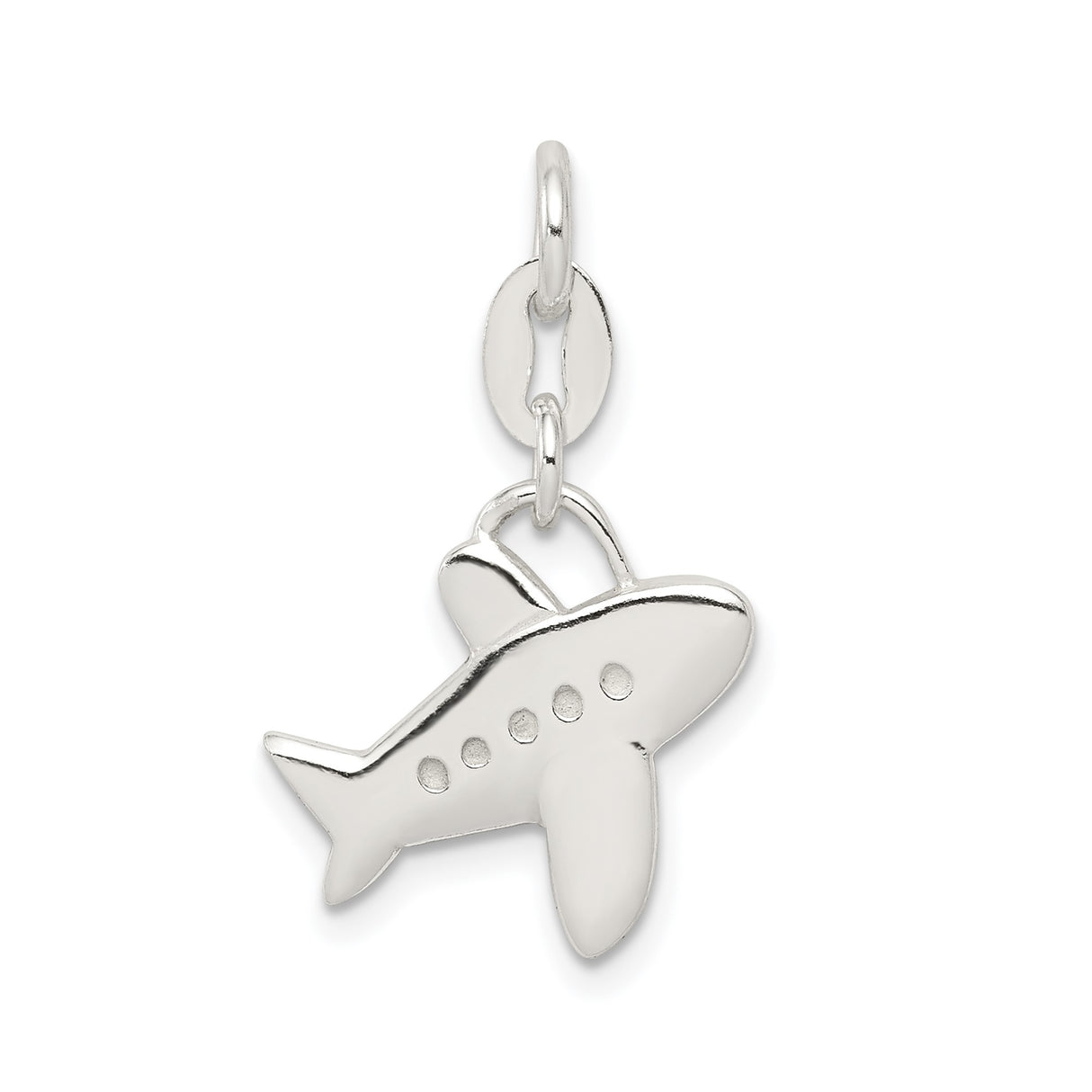 Sterling Silver Airplane Charm Pendant with Minimal Aircraft Design