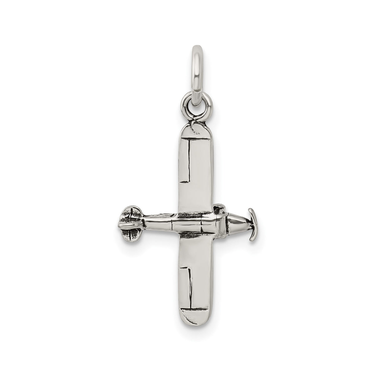 Sterling Silver Airplane Pendant Charm with Detailed Aircraft Design, Travel Jewelry for Women or Unisex