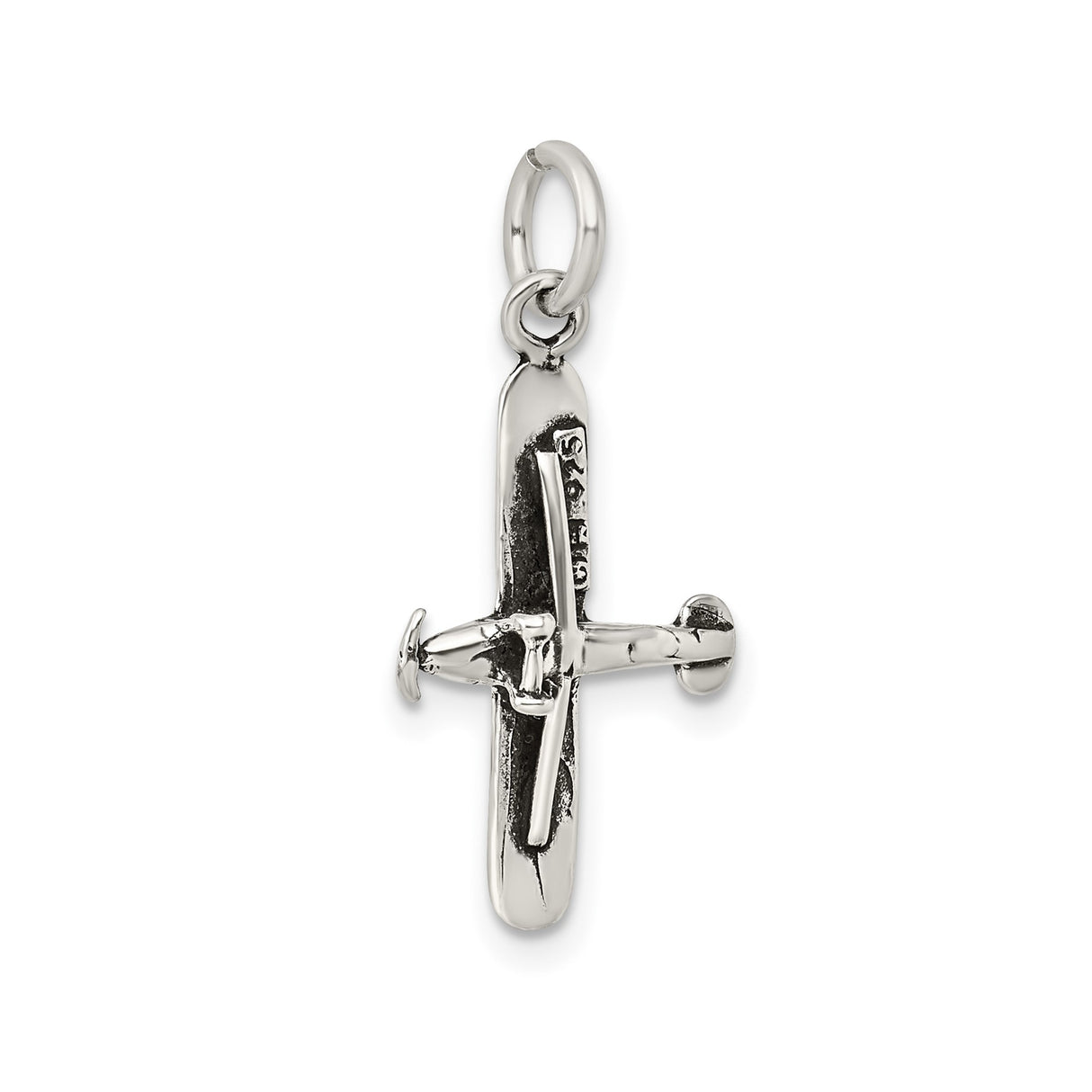 Sterling Silver Airplane Pendant Charm with Detailed Aircraft Design, Travel Jewelry for Women or Unisex