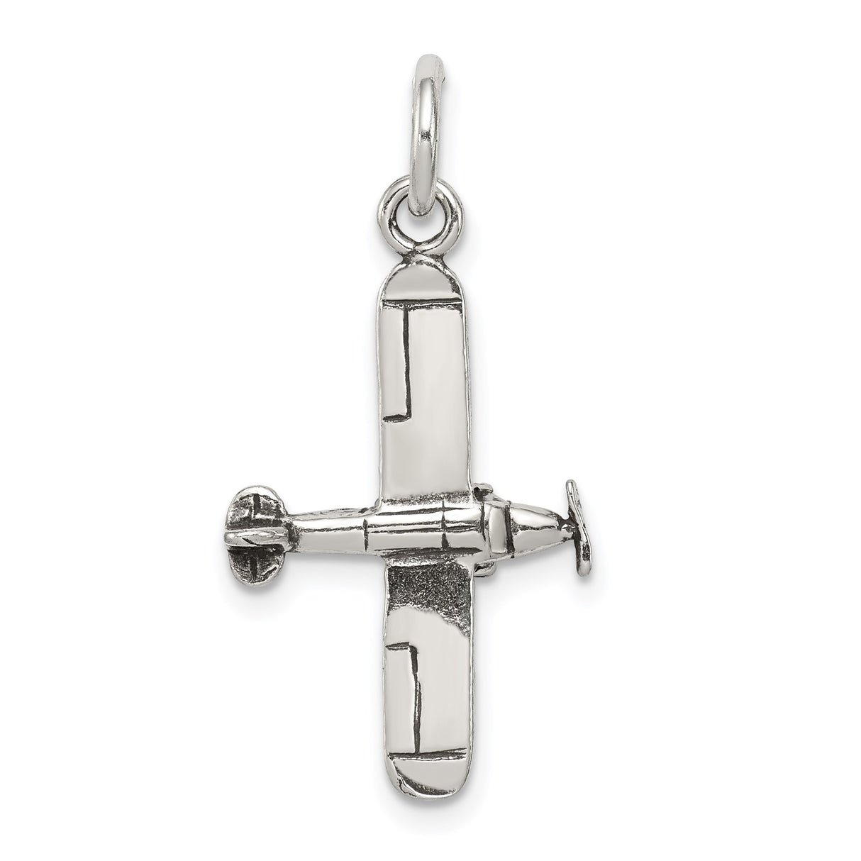 Sterling Silver Airplane Pendant Charm with Detailed Aircraft Design, Travel Jewelry for Women or Unisex