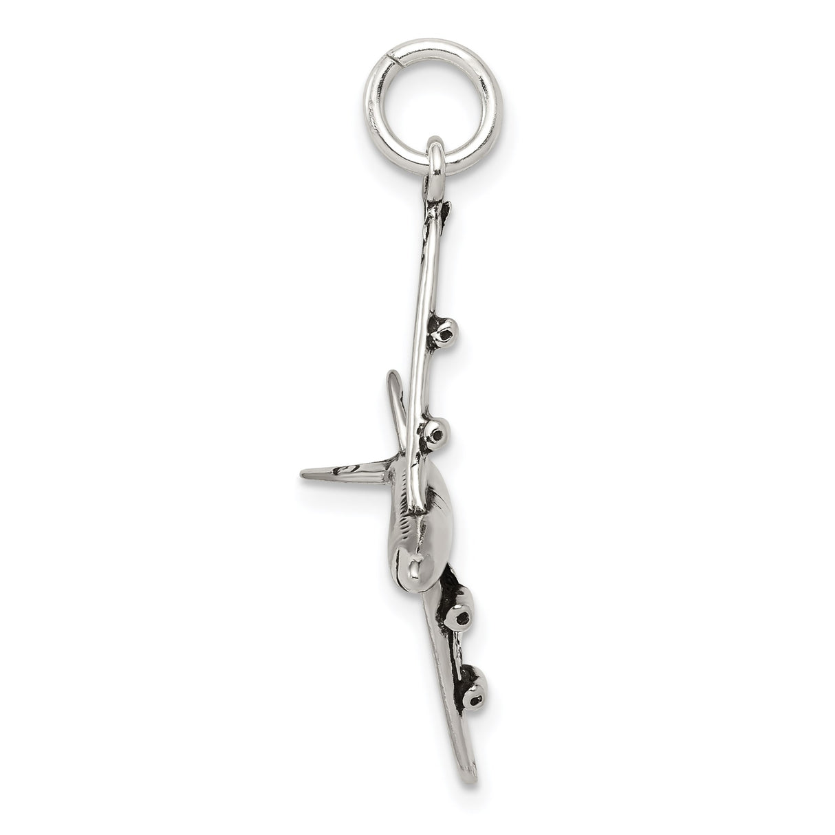 Sterling Silver Airplane Pendant with Jet Silhouette Design, Travel and Aviation Charm