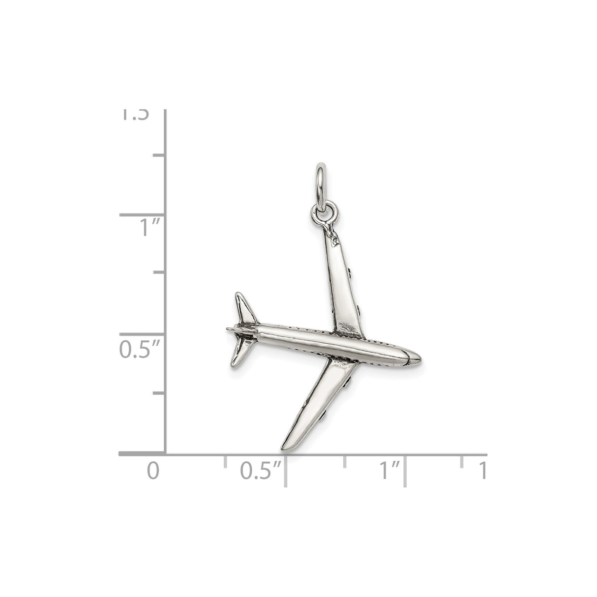 Sterling Silver Airplane Pendant with Jet Silhouette Design, Travel and Aviation Charm