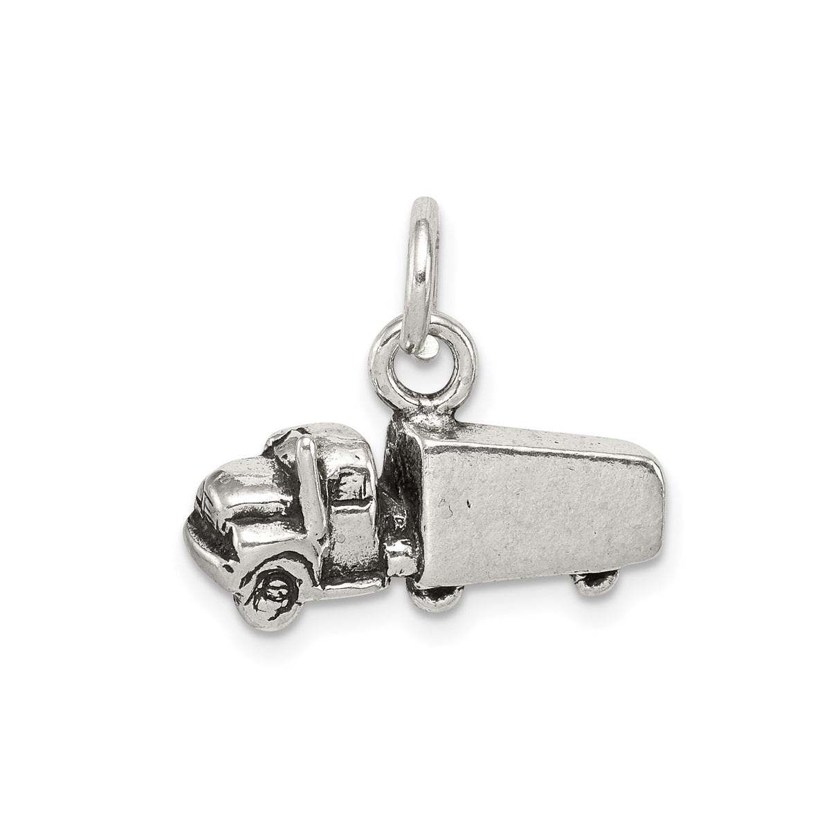 Sterling Silver Semi Truck Pendant, Detailed Tractor Trailer Charm, Transport Theme Jewelry