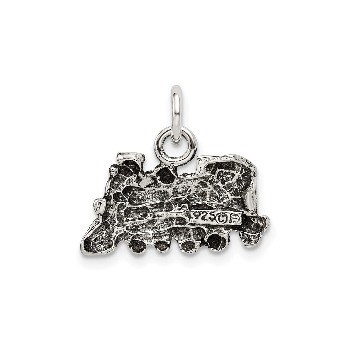 Sterling Silver Train Charm Pendant with Detailed Steam Engine Design, Locomotive Theme