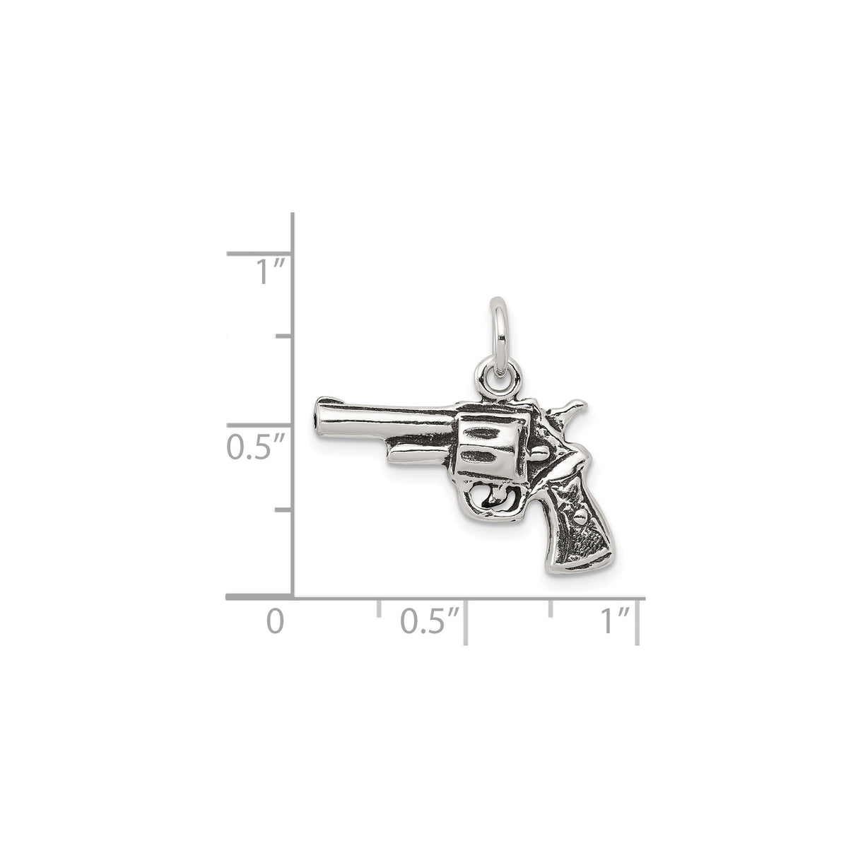 Sterling Silver Revolver Pendant, Western Handgun Charm in Biker Style for Men or Unisex Wear