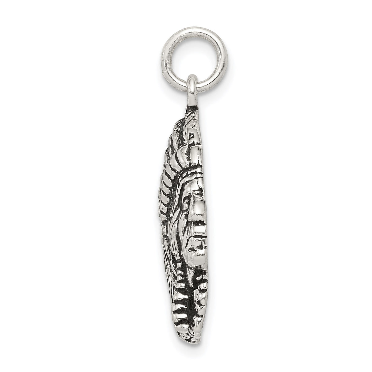 Sterling Silver Native Chief Pendant with Feathered Headdress and Tribal Warrior Design
