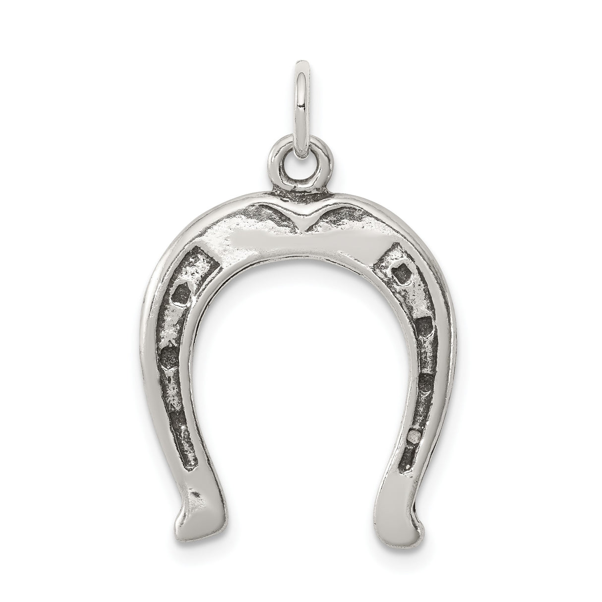 Sterling Silver Horseshoe Pendant, Open End Up Lucky Charm, Western Country Style Jewelry