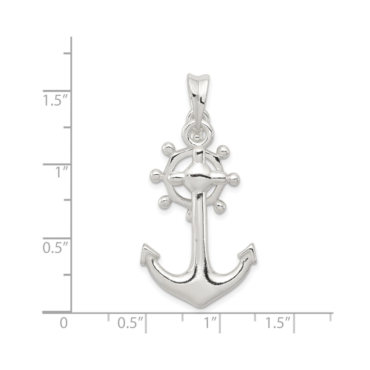 Sterling Silver Pendant with Anchor and Ship Wheel, Nautical Theme for Men or Women