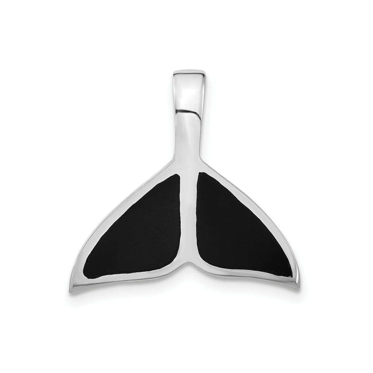 Sterling Silver Whale Tail Pendant with Black Enamel, Ocean-Inspired Nautical Charm