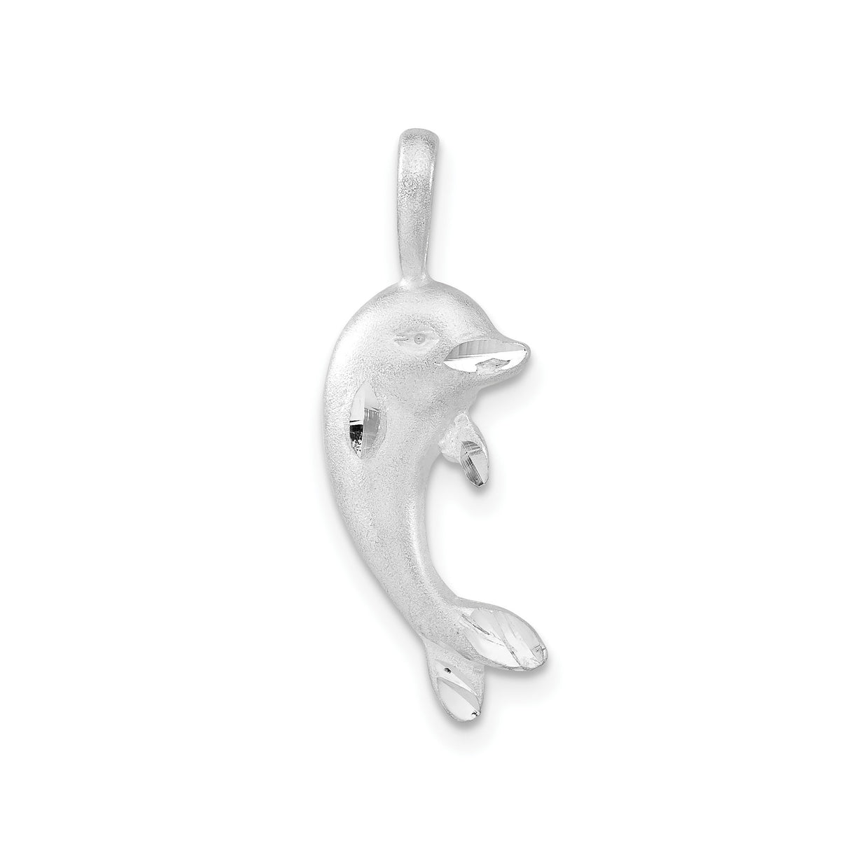 Sterling Silver Dolphin Pendant, Polished Ocean Animal Charm, Nautical Style Jewelry