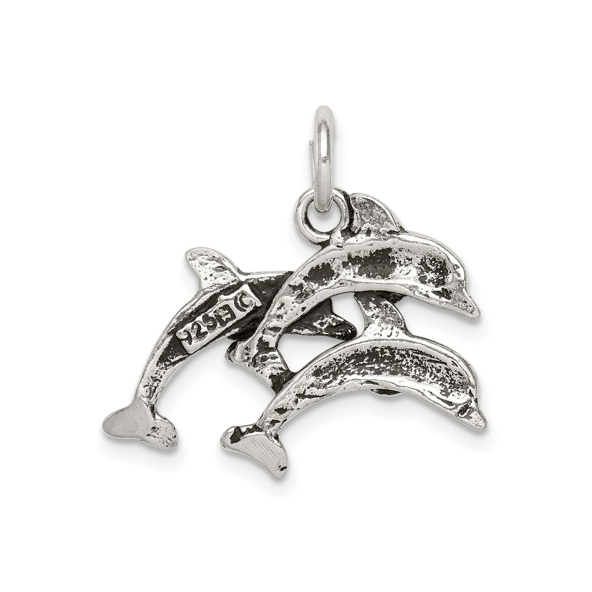Sterling Silver Dolphin Pendant with Three Dolphins, Nautical Sea Life Theme