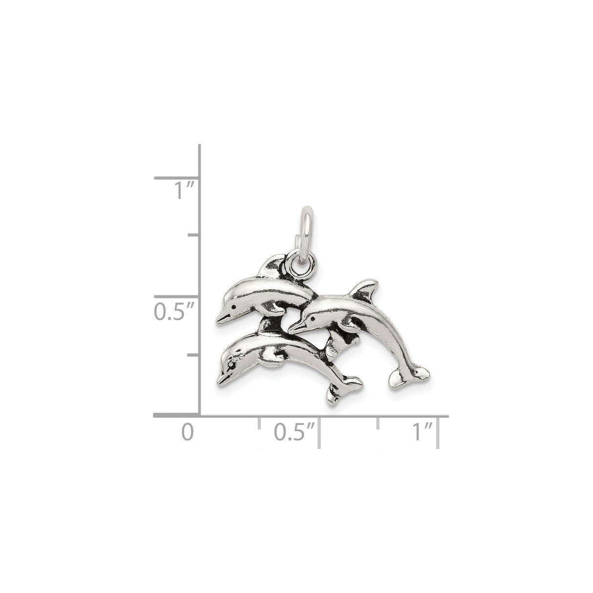 Sterling Silver Dolphin Pendant with Three Dolphins, Nautical Sea Life Theme