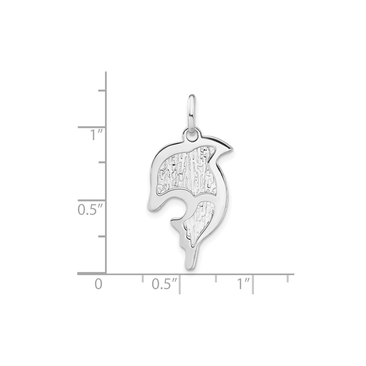 Sterling Silver Dolphin Pendant, Textured Ocean Animal Charm, Nautical Style Jewelry