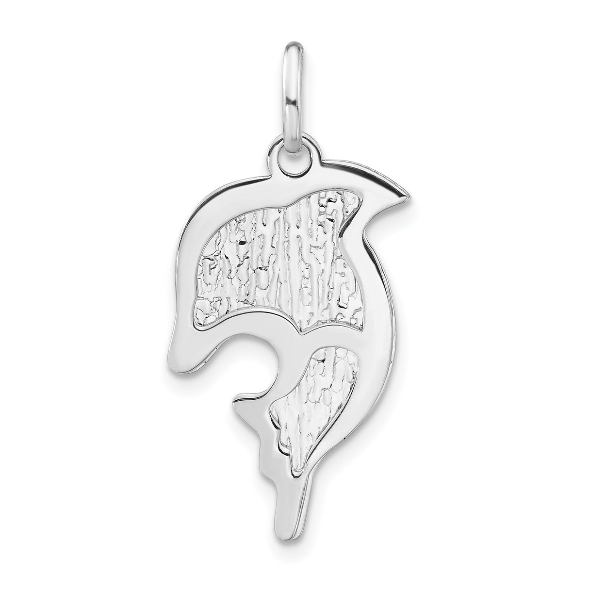 Sterling Silver Dolphin Pendant, Textured Ocean Animal Charm, Nautical Style Jewelry