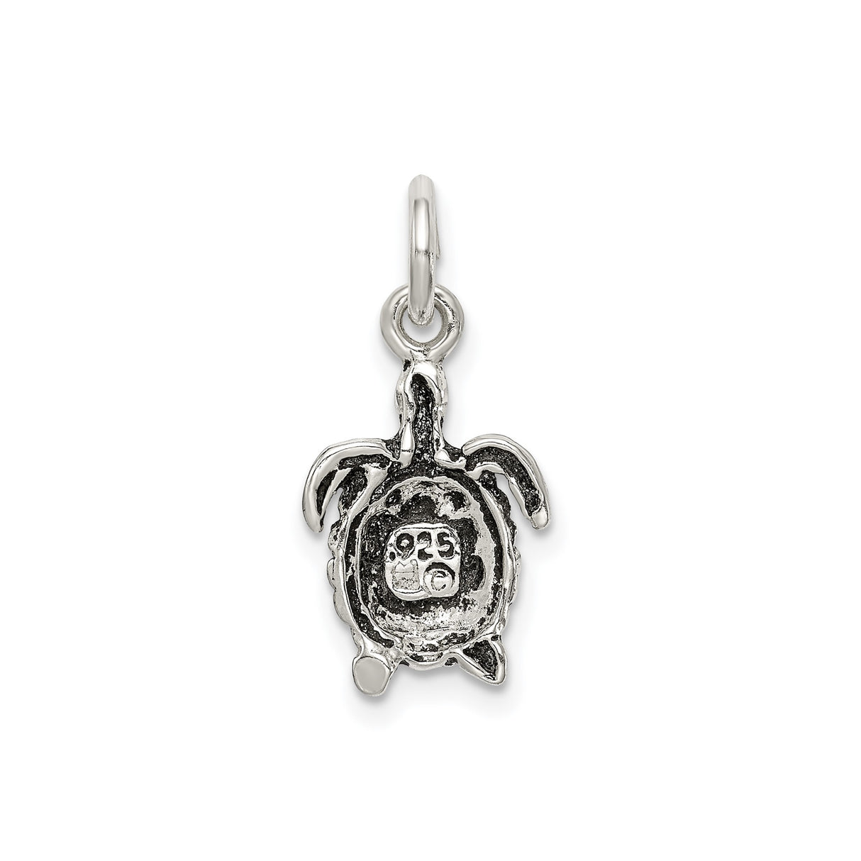 Sterling Silver Sea Turtle Pendant with Flipper Shell Detail, Nautical Ocean Charm