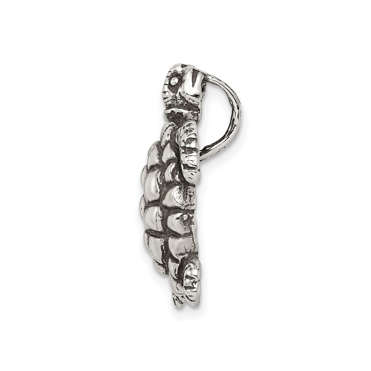 Sterling Silver Turtle Pendant with Textured Shell and Flipper Detail for Women