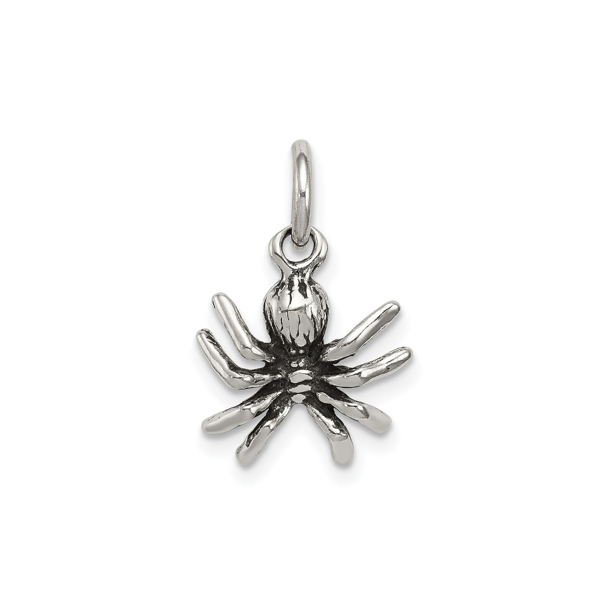 Sterling Silver Spider Pendant Charm with Realistic Tarantula Design, Gothic Halloween Jewelry