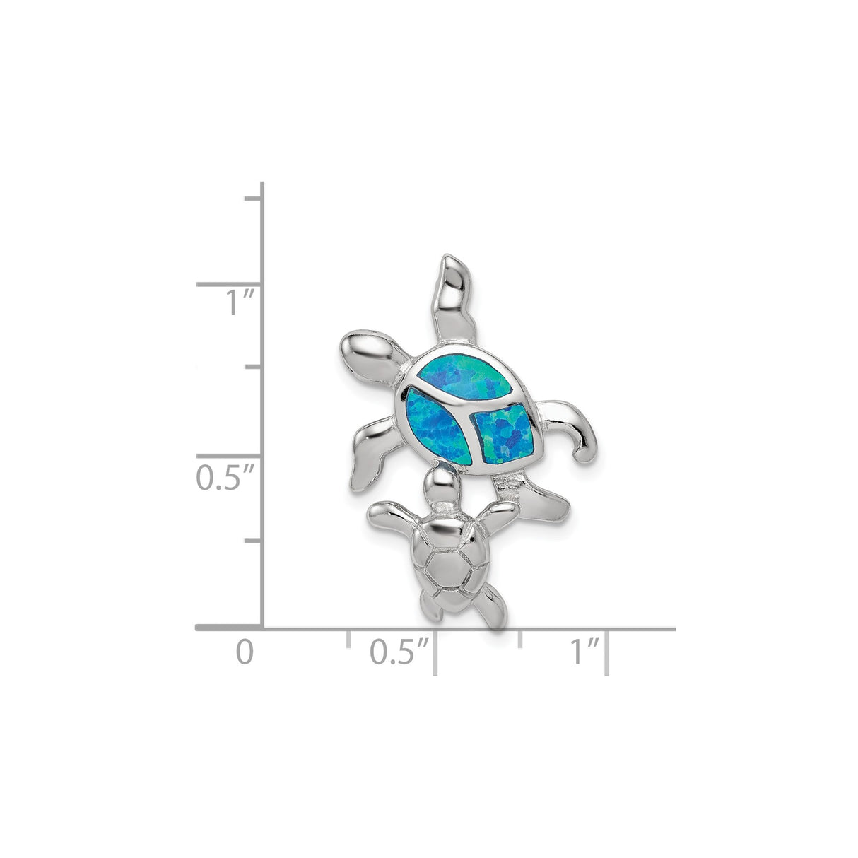 Sterling Silver Turtle Pendant with Lab Created Blue Opal, Ocean Life Coastal Design