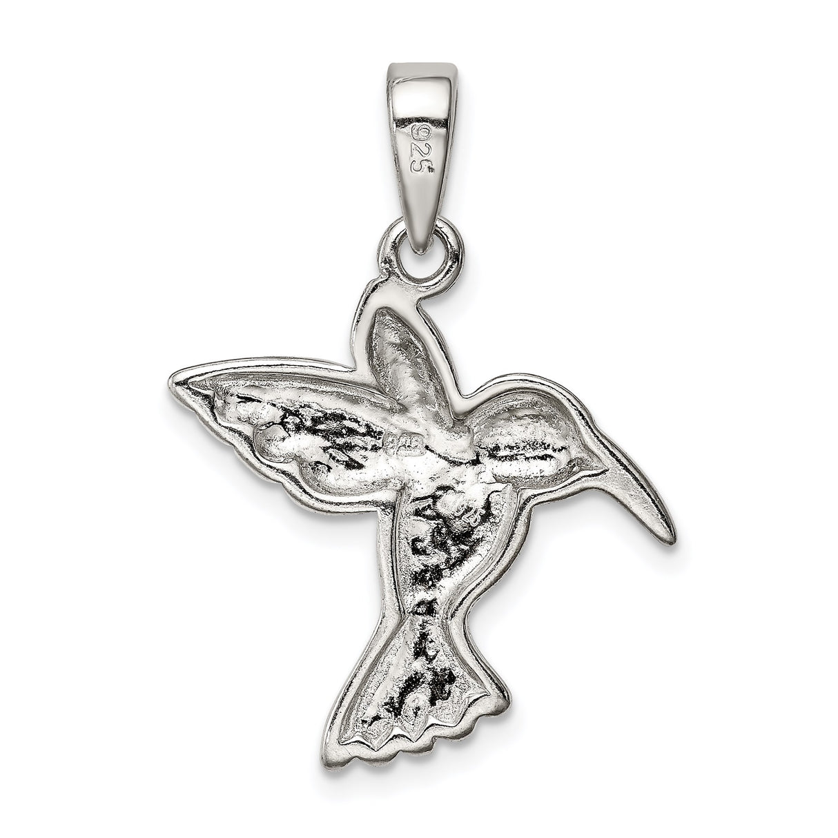 Sterling Silver Hummingbird Pendant with Simulated Blue Opal Inlay, Nature Spirit Theme