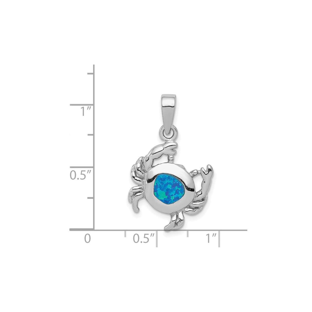 Sterling Silver Crab Pendant with Blue Opal, Ocean Theme, Cancer Zodiac Jewelry