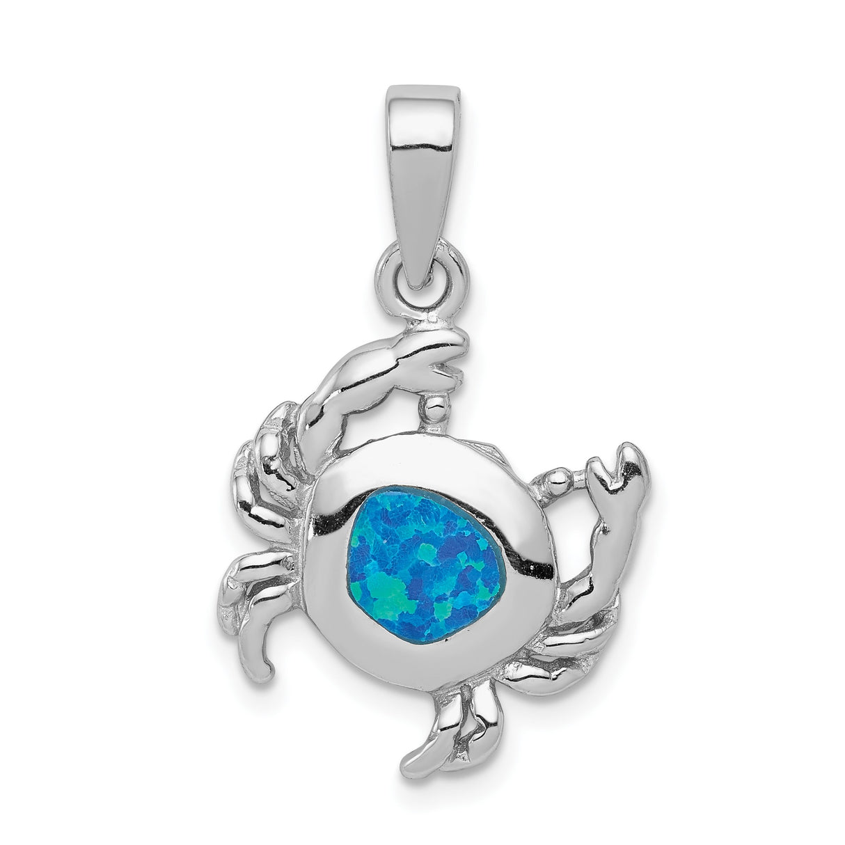 Sterling Silver Crab Pendant with Blue Opal, Ocean Theme, Cancer Zodiac Jewelry