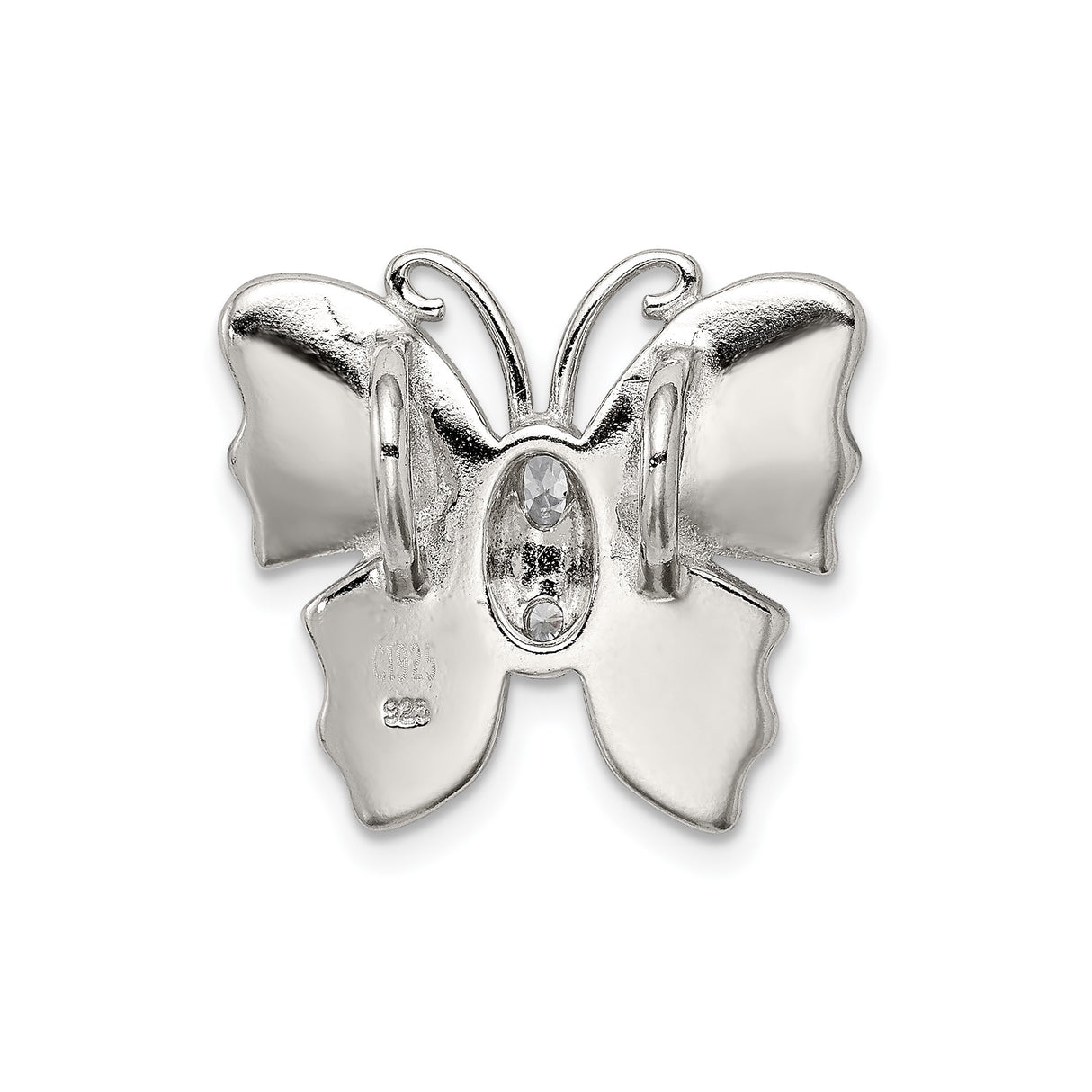 Sterling Silver Butterfly Pendant with Blue Opal Inlay and Clear Accents