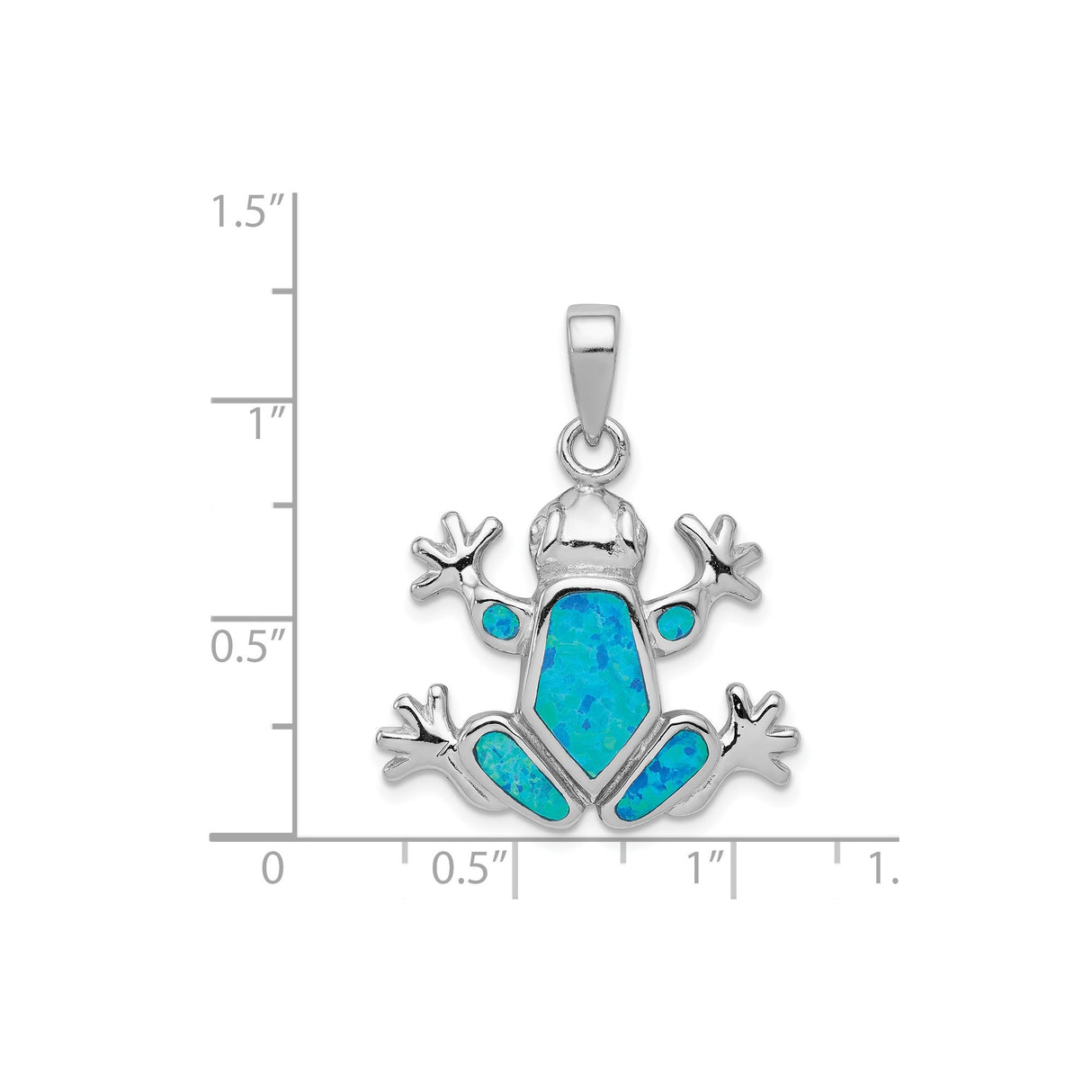 Sterling Silver Frog Pendant with Lab Created Blue Opal, Animal Totem Theme
