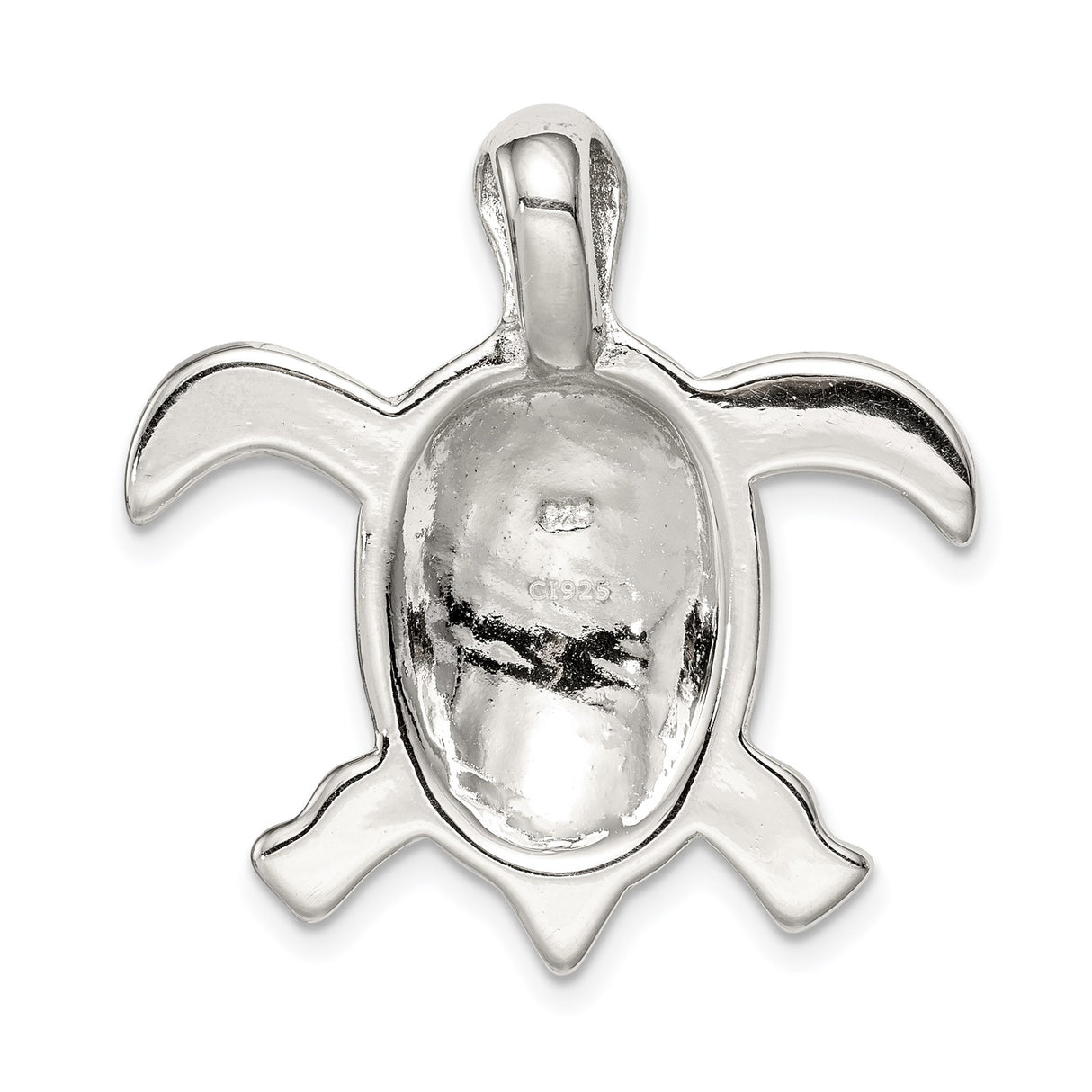 Sterling Silver Sea Turtle Pendant with Blue Lab Created Opal Inlay, Nautical Beach Jewelry