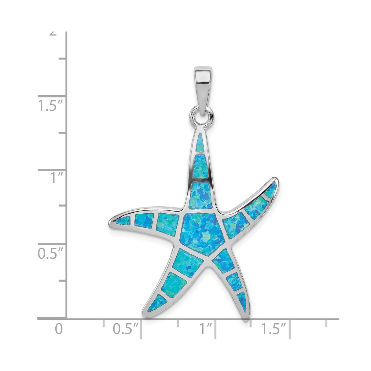 Sterling Silver Starfish Pendant with Blue Lab Created Opal, Ocean-Inspired Jewelry for Women