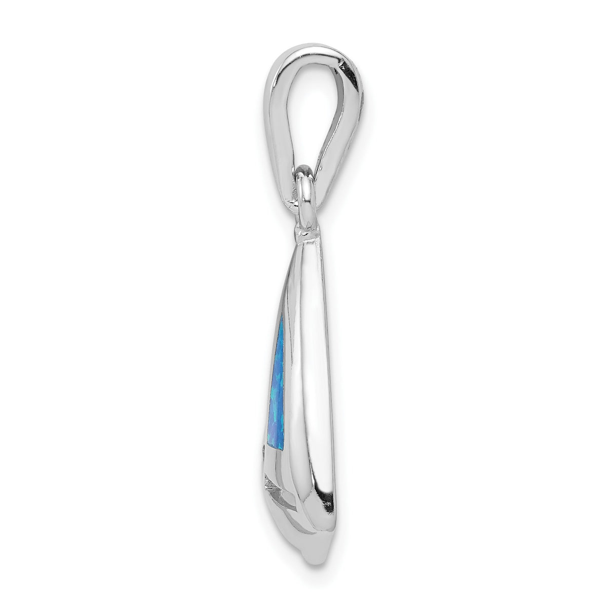 Sterling Silver Sailboat Pendant with Blue Lab Created Opal Inlay, Nautical Theme Jewelry
