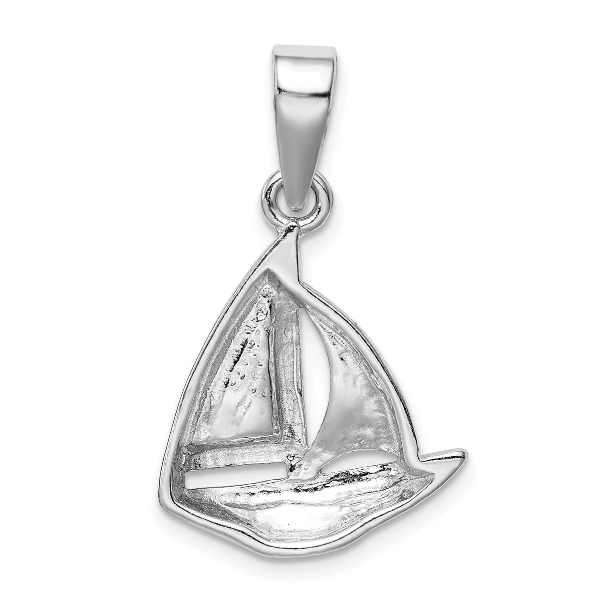 Sterling Silver Sailboat Pendant with Blue Lab Created Opal Inlay, Nautical Theme Jewelry