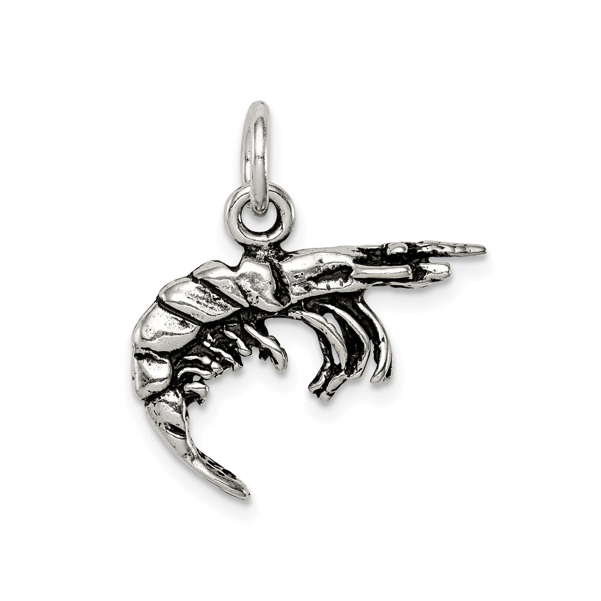 Sterling Silver Shrimp Pendant, Realistic Ocean-Inspired Nautical Jewelry for Women and Unisex Wear