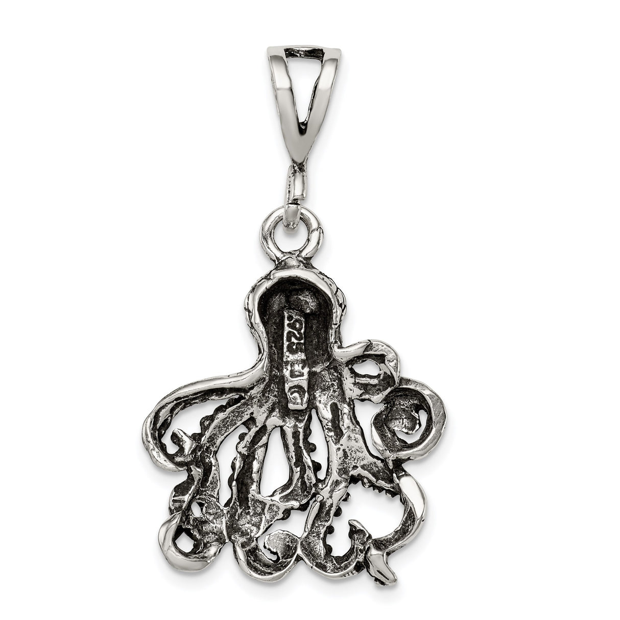 Sterling Silver Octopus Pendant with Intricate Tentacle Detail, Nautical Ocean Theme