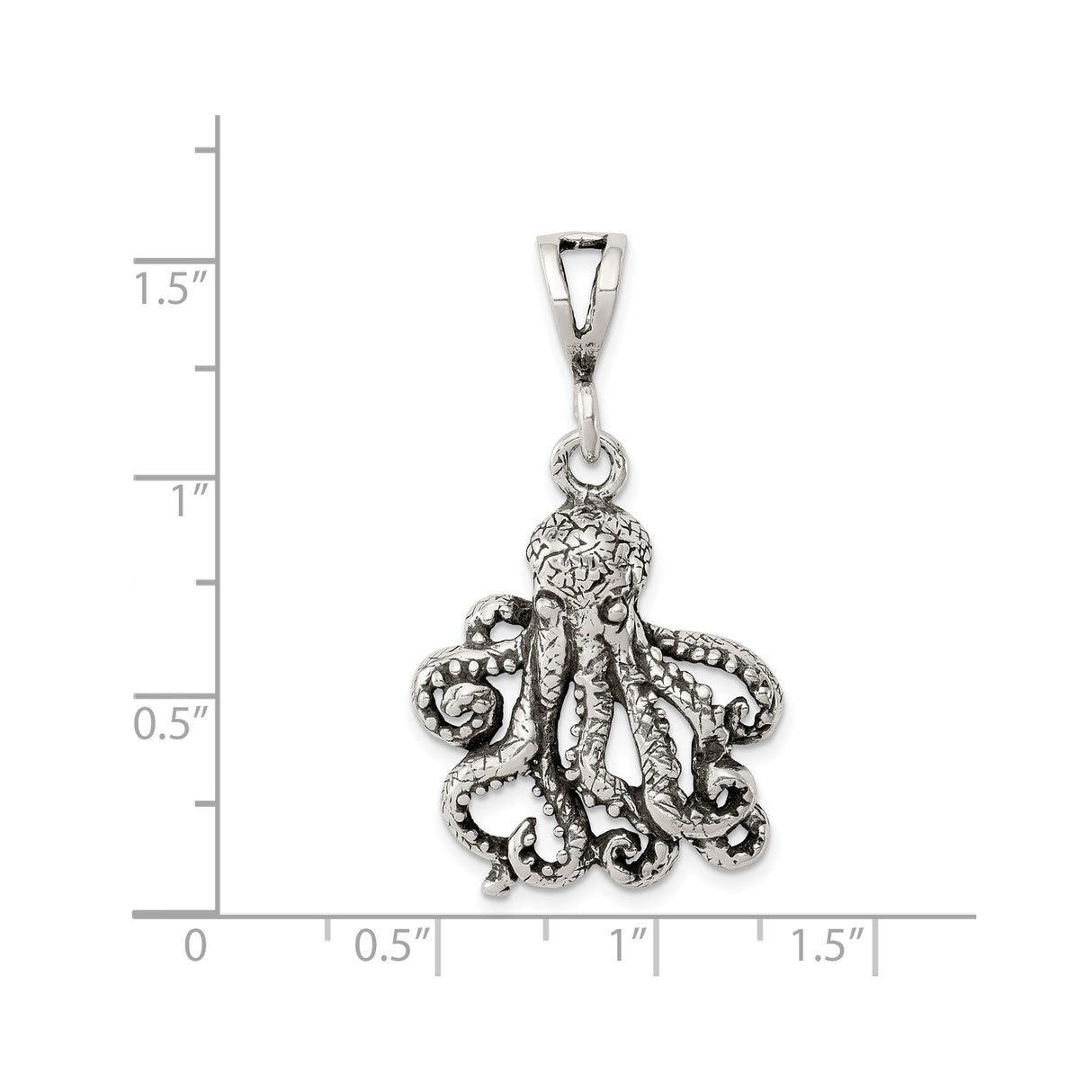 Sterling Silver Octopus Pendant with Intricate Tentacle Detail, Nautical Ocean Theme