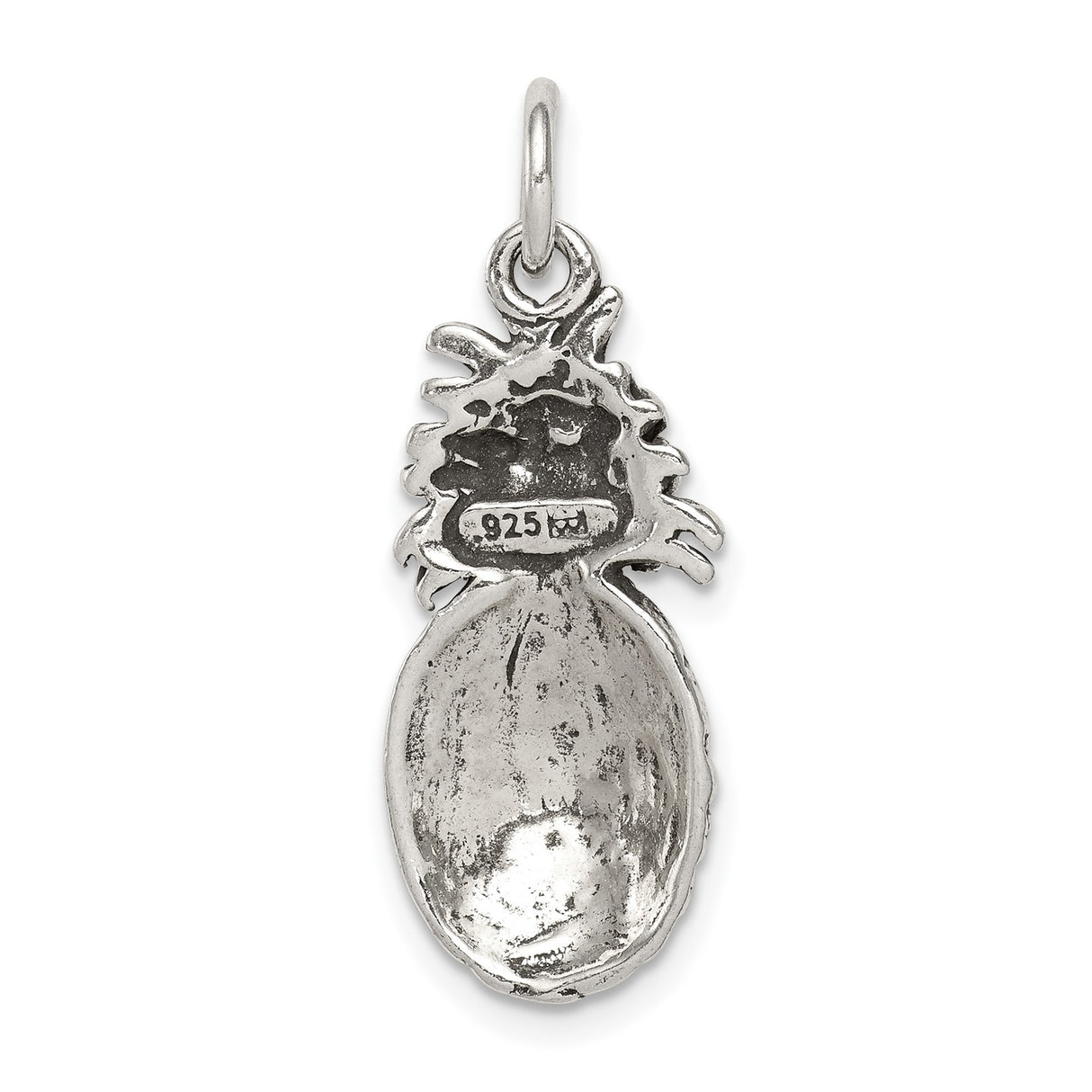 Sterling Silver Pineapple Pendant Charm with Detailed Fruit Design, Tropical Beach Theme Jewelry