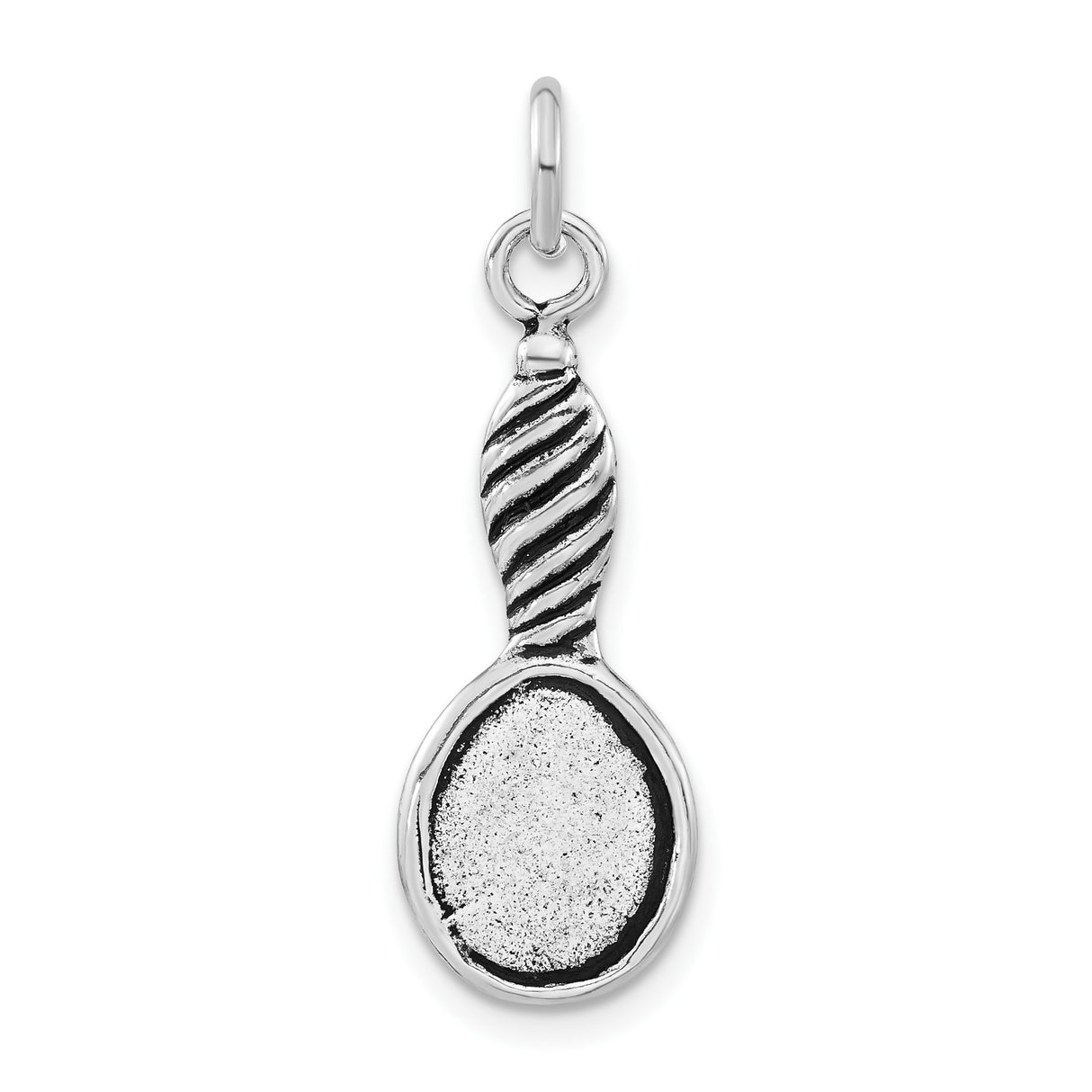 Sterling Silver Spoon Charm Pendant with Twisted Handle and Textured Bowl, Symbolic Motherhood Jewelry