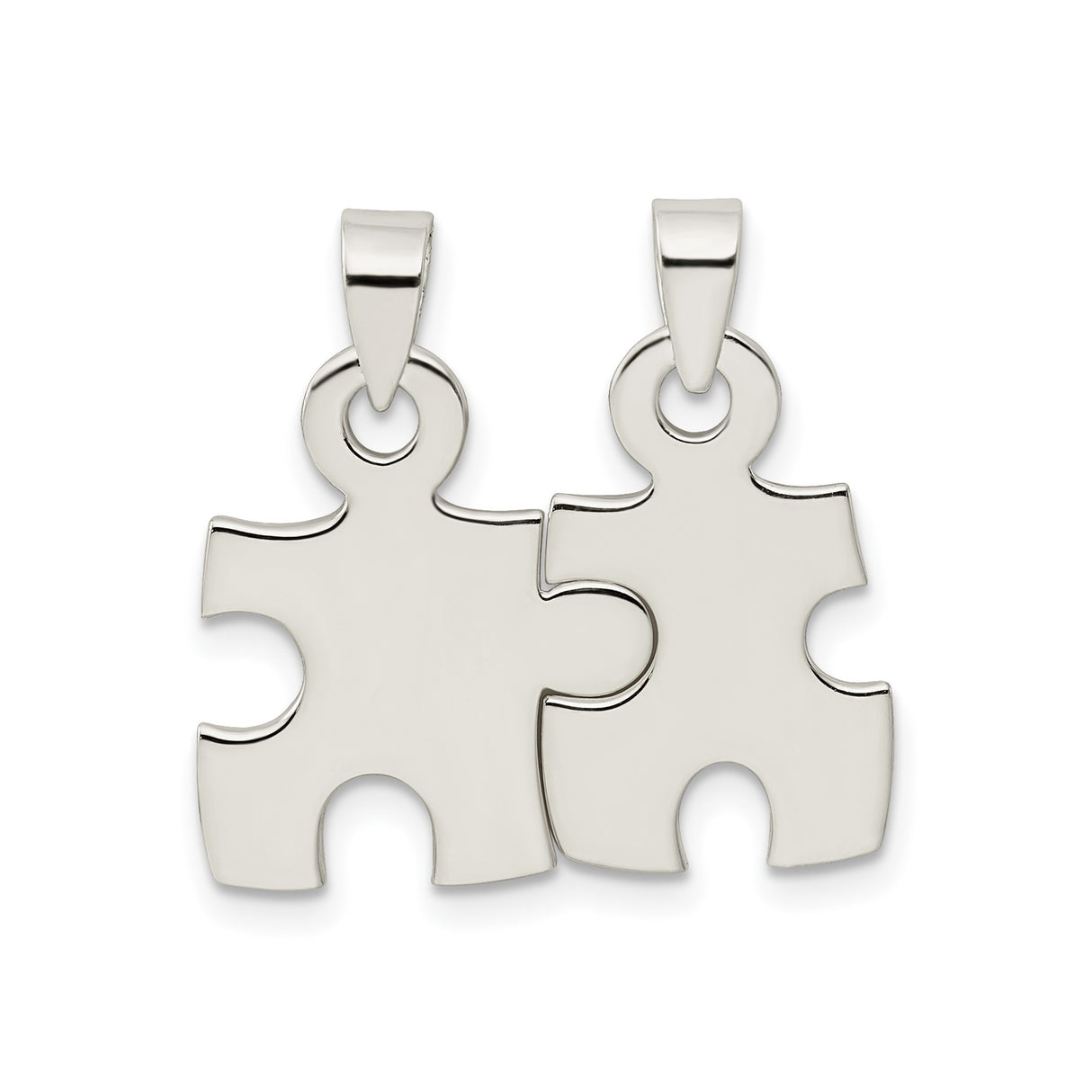 Sterling Silver Puzzle Piece Pendant Set, Interlocking Matching Design for Couples or Friends