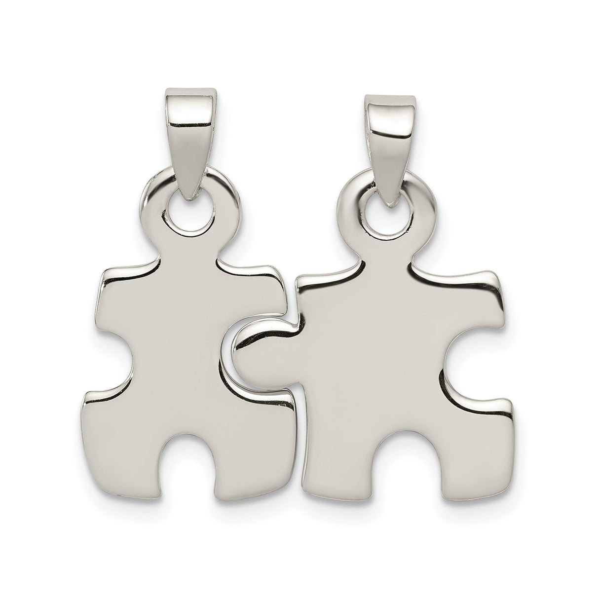 Sterling Silver Puzzle Piece Pendant Set, Interlocking Matching Design for Couples or Friends