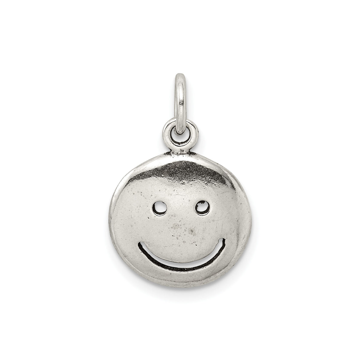 Sterling Silver Smiley Face Pendant Charm, Cutout Happy Face Design, Unisex Minimalist Jewelry