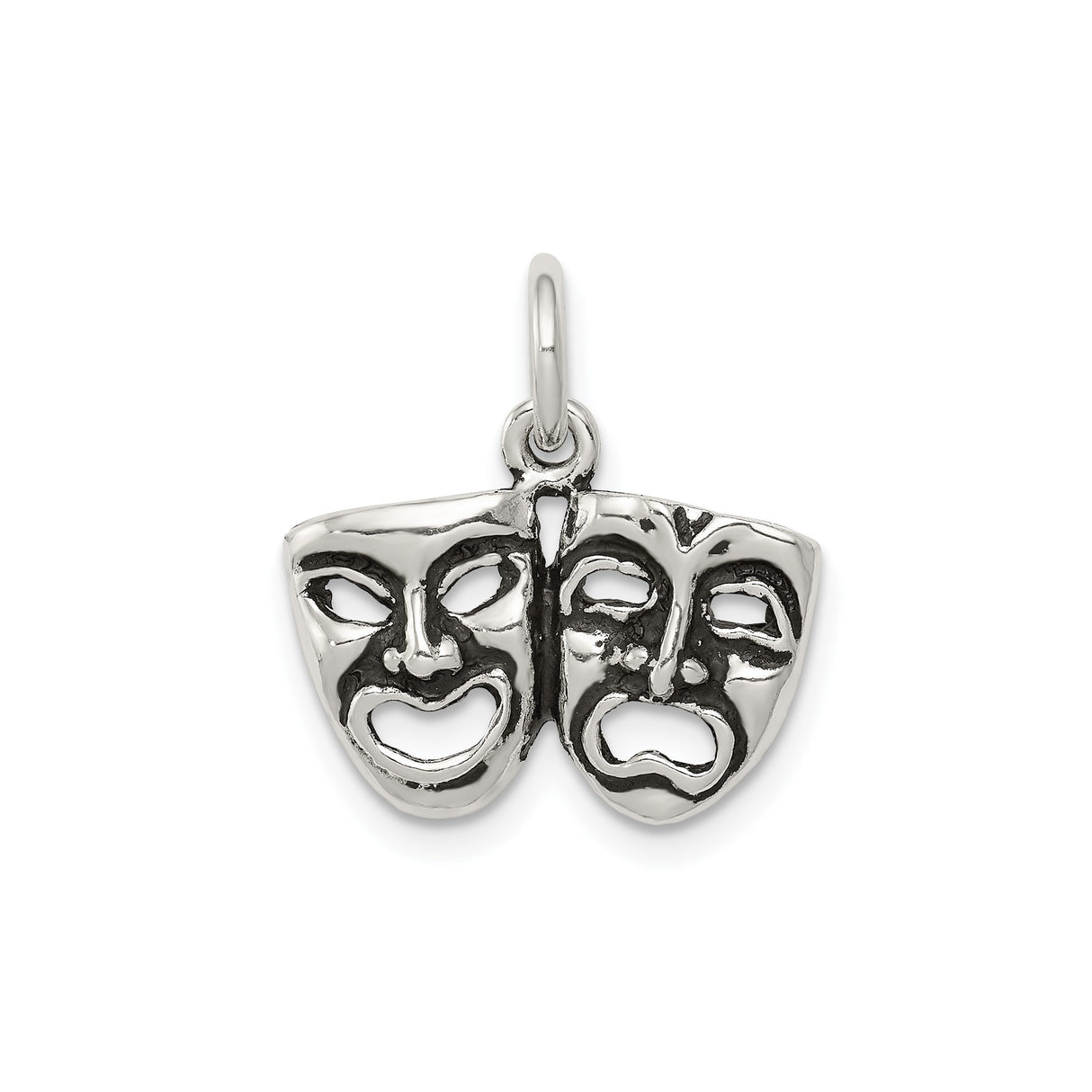 Sterling Silver Pendant, Comedy Tragedy Mask Drama Theater Face for Women or Unisex